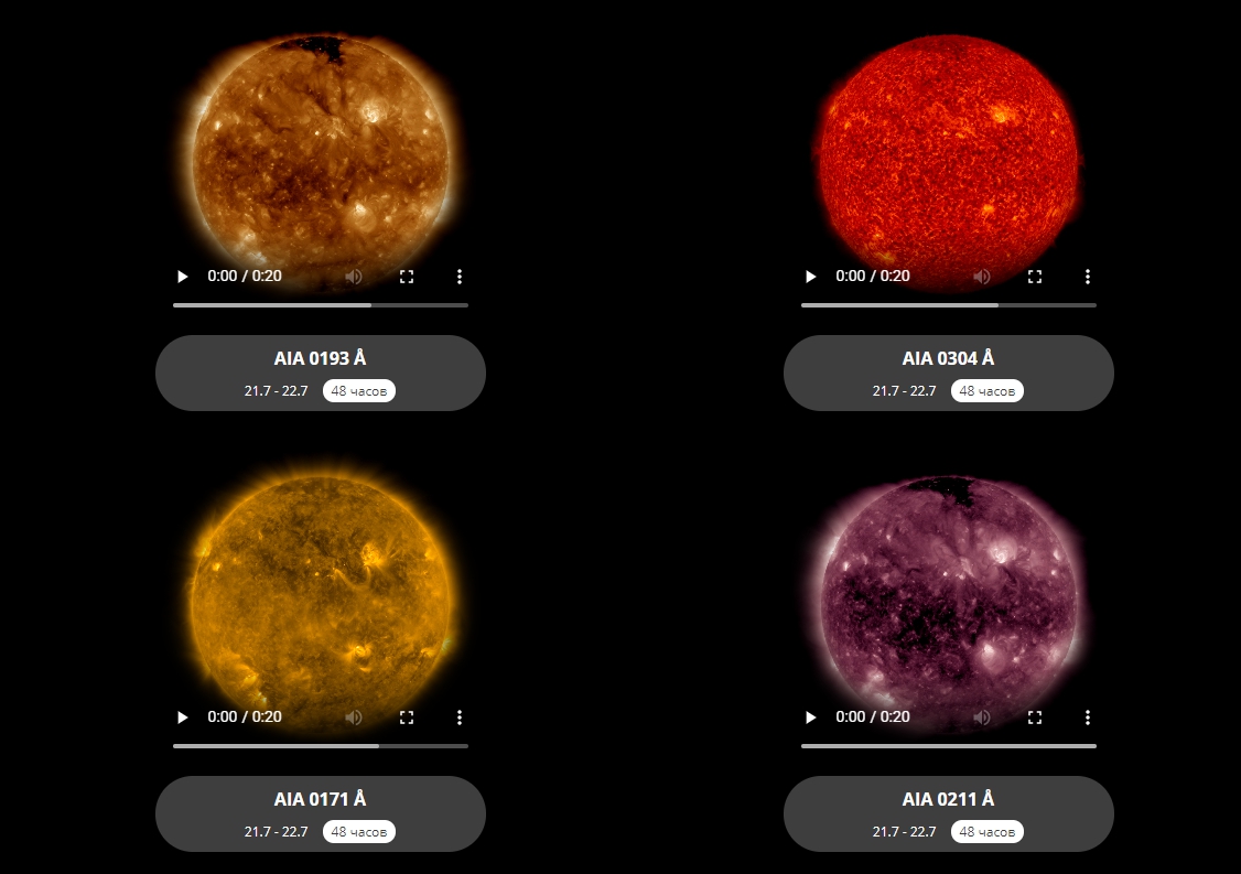 Солнце онлайн со спутника SDO в реальном времени