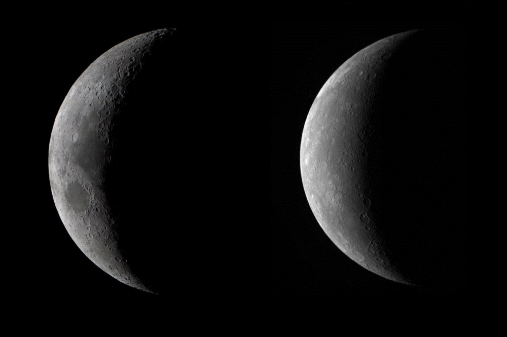 Сравнение Луны и Меркурия