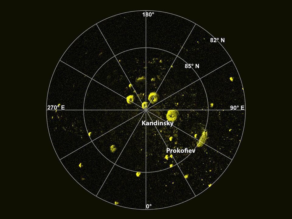 Радиолокационное изображение северной полярной области Меркурия
