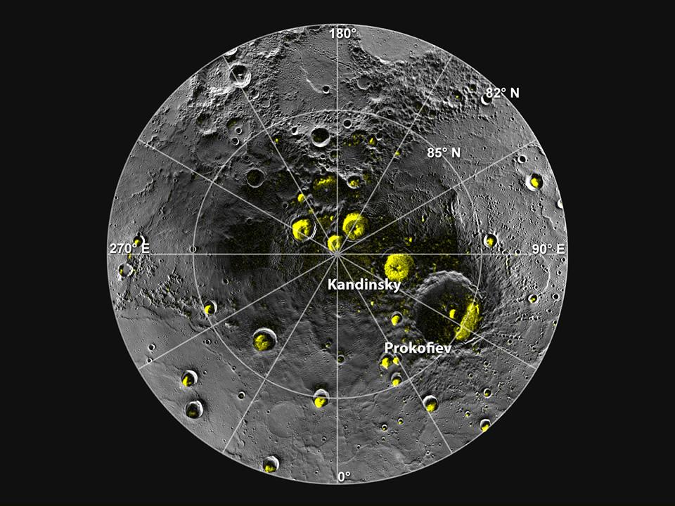 Радиолокационное изображение северной полярной области Меркурия