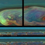 Шторм в атмосфере Сатурна, цвета искуственные