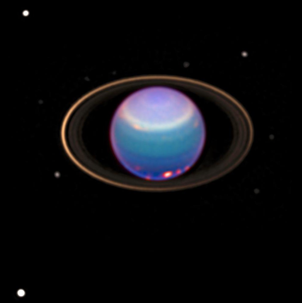 Уран, кольца и спутники в телескоп Хаббл