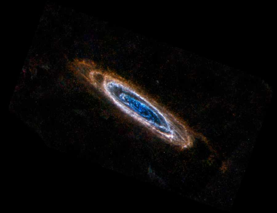Холодные кольца пыли в галактике Андромеды, фото телескопа Гершель