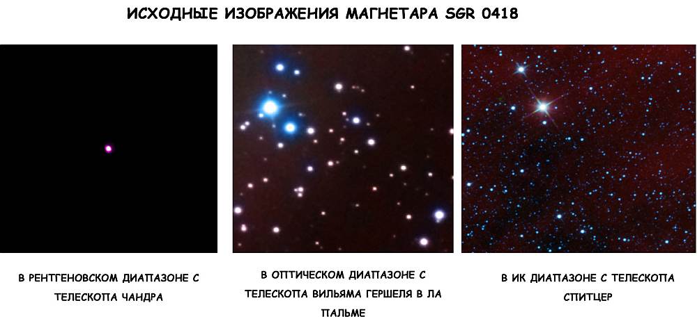 Исходные изображения магнетара SGR 0418
