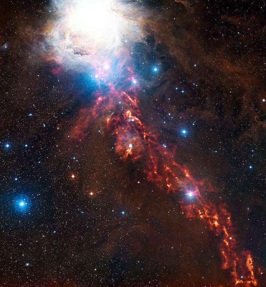 Комбинированный снимок региона звездообразования в туманности Ориона