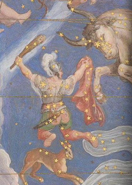 Созвездие Орион, рисунок из старинного атласа неба