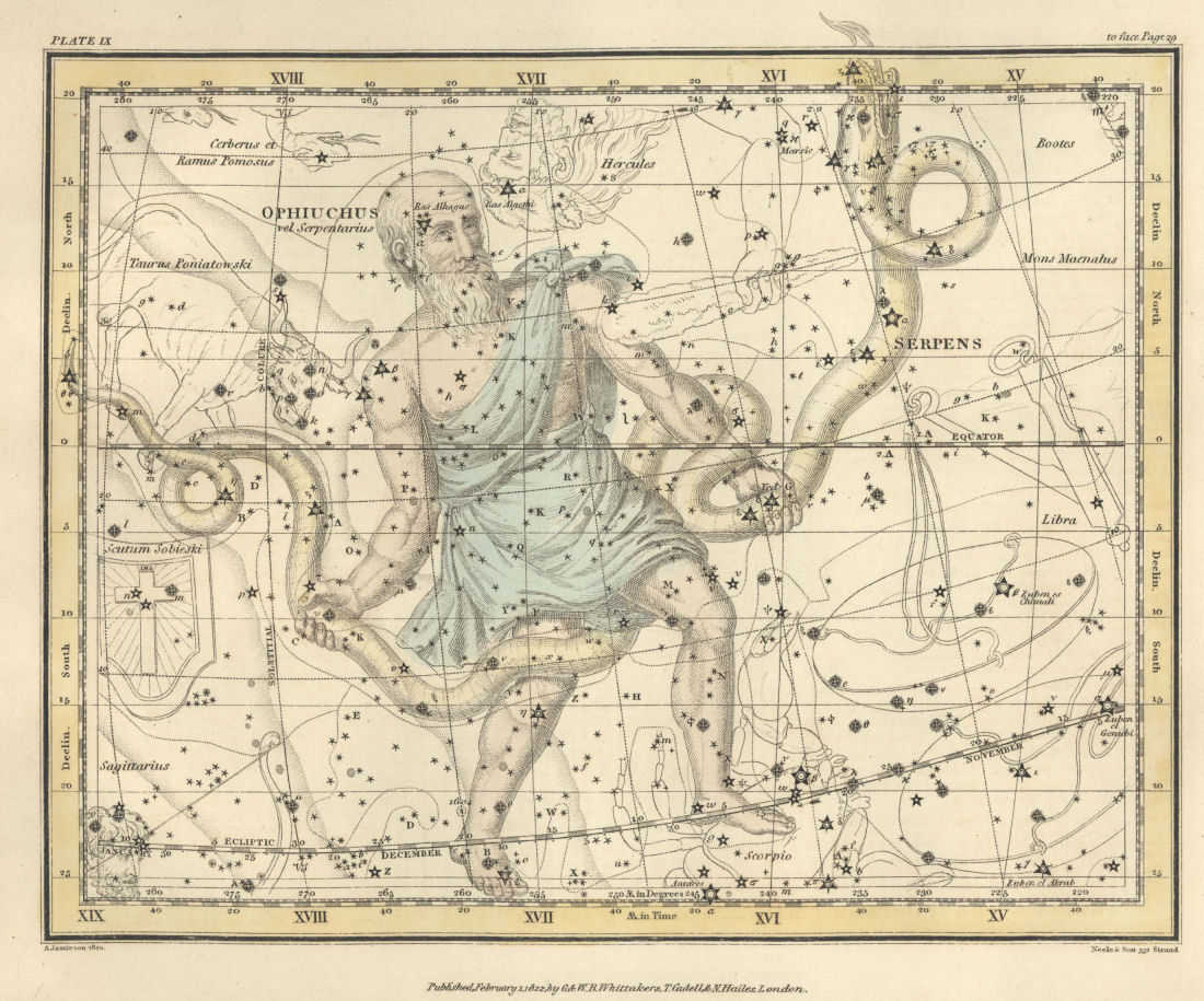 Изображение созвездия из древнего атласа неба