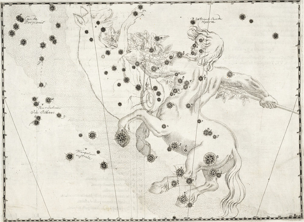 Рисунок Кентавра из старинного атласа звездного неба