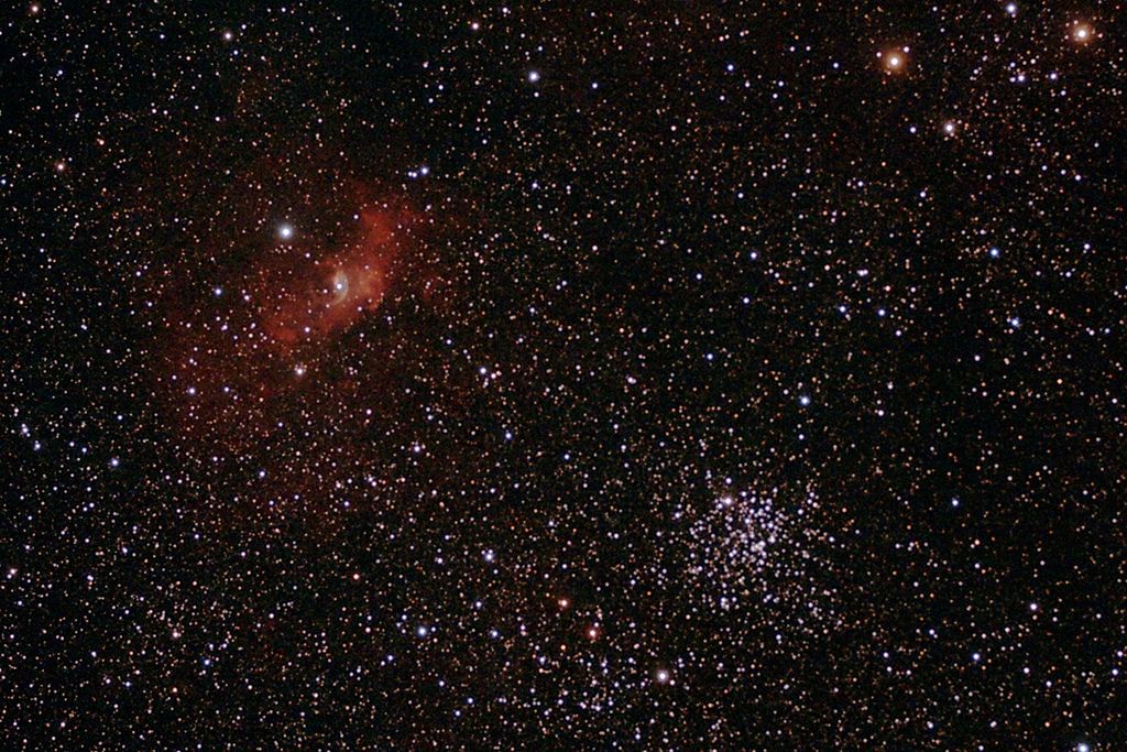 Скопление М52 и туманность Пузырь