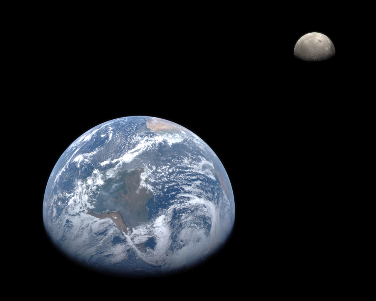 Земля и Луна с зонда MESSENGER