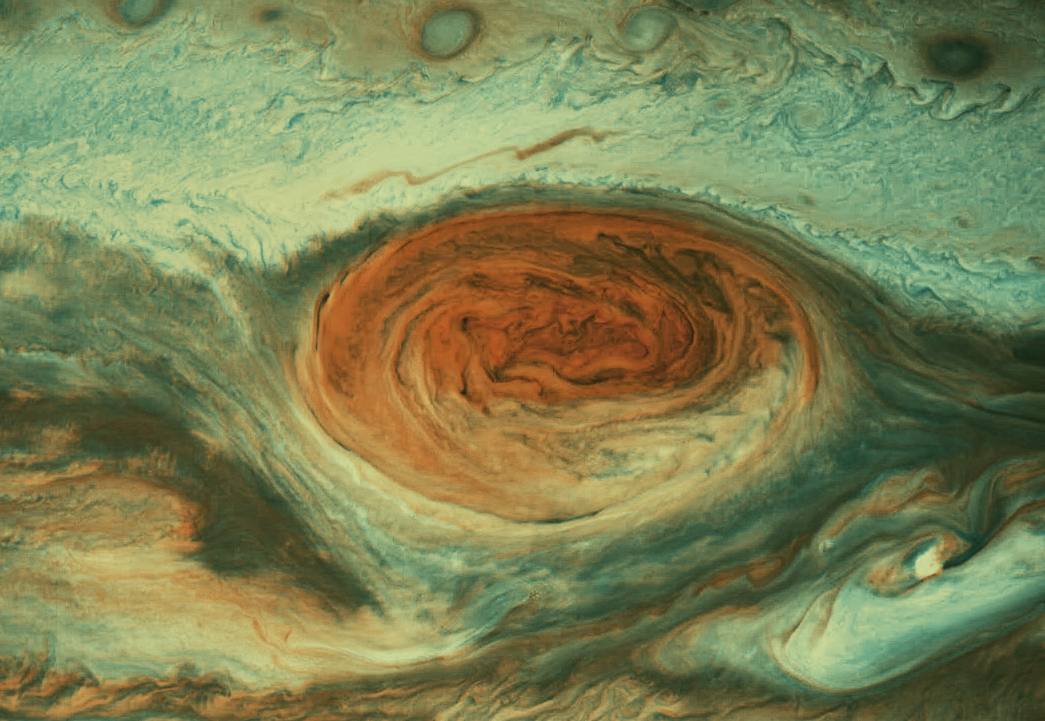Большое красное пятно на Юпитере. Снимок композитный RBG+ИК и УФ. Обработка любительская, автор Mike Malaska.