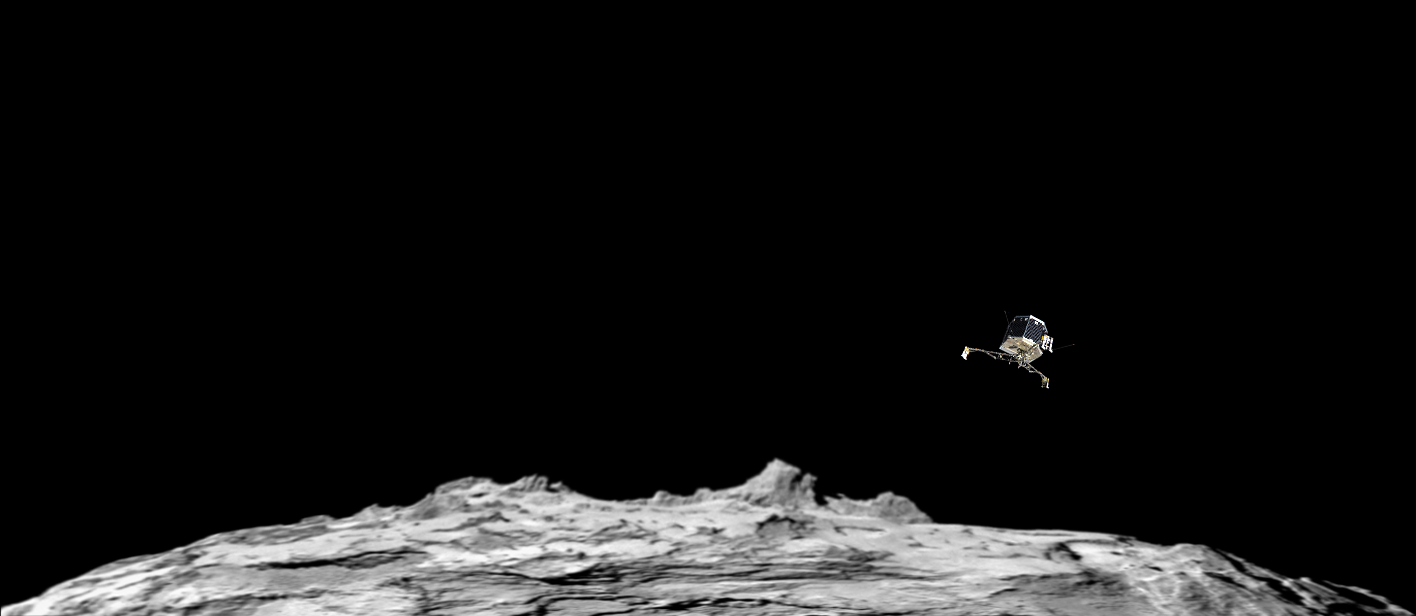 Зонд Philae опускается на поверхность кометы
