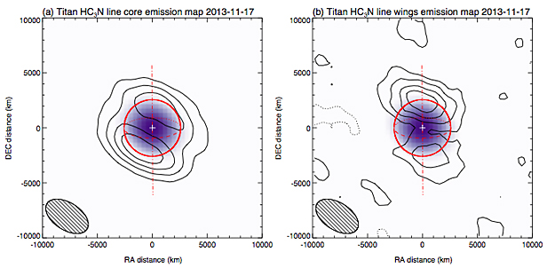 Распределения HC3N в атмосфере Титана