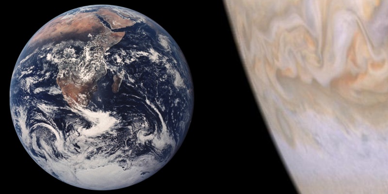 Сравнение Земли и Юпитера