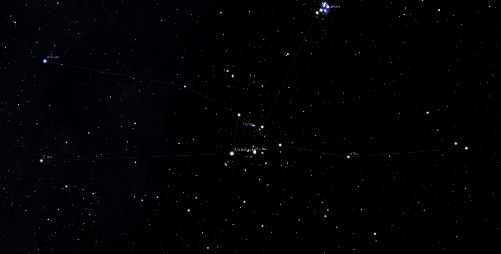 Вид звезды в программе планетарии