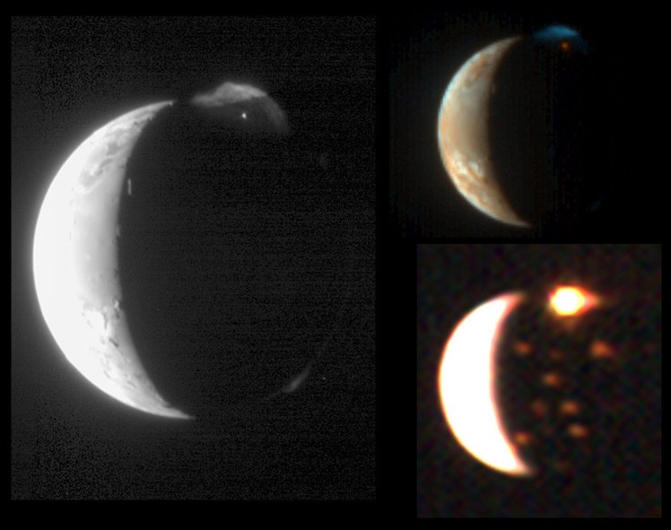 Извержение вулканического спутника Юпитера Ио, снятое тремя разными инструментами космического аппарата Новые Горизонты
