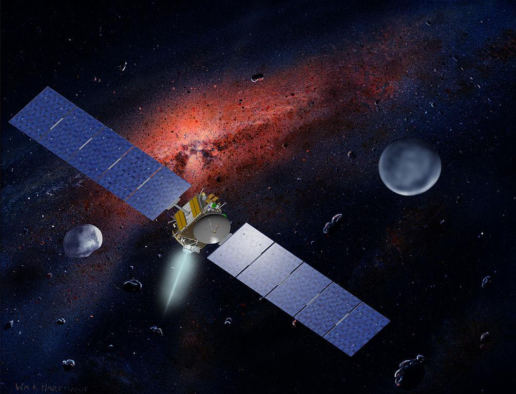 Полёт космического аппарата Dawn к Весте (слева) и Церере (справа)