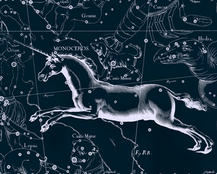 Созвездие Единорог, рисунок Яна Гевелия из его атласа созвездий