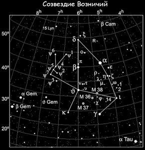 Возничий созвездие схема