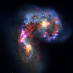 Композитное изображение галактик Антенны создано на основе наблюдений телескопа Хаббл и ALMA
