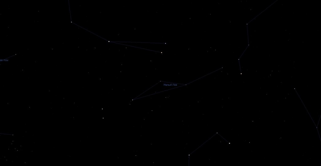 Созвездие Малый Лев, вид в программу планетарий Stellarium