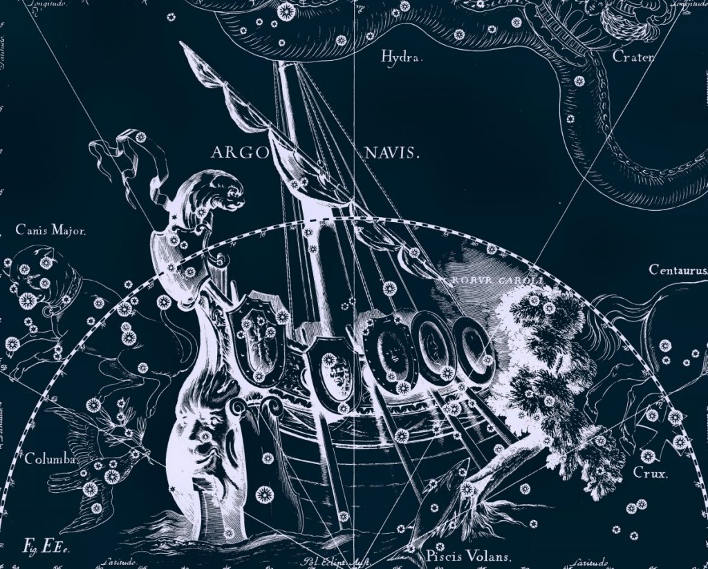 Расположение созвездия Паруса, рисунок Яна Гевелия