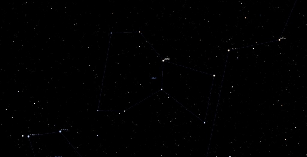 Созвездие Чаша, вид в программу планетарий Stellarium