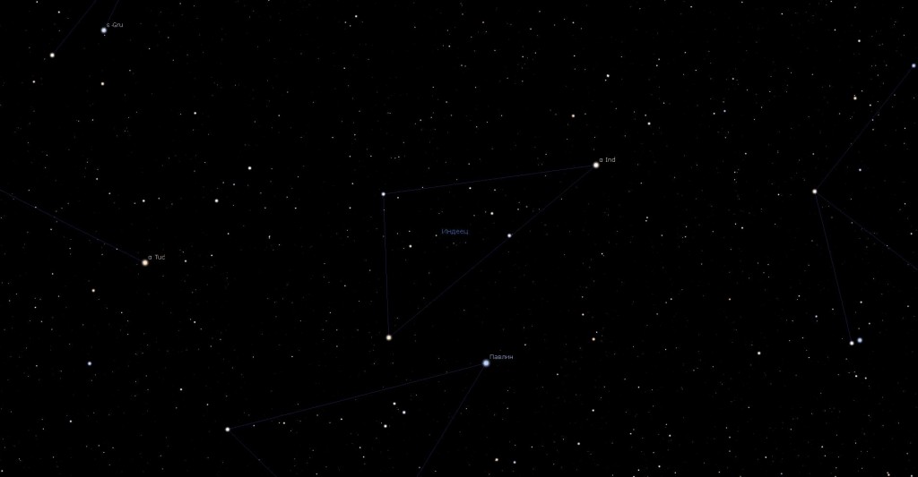 Созвездие Индеец, вид в программу планетарий Stellarium
