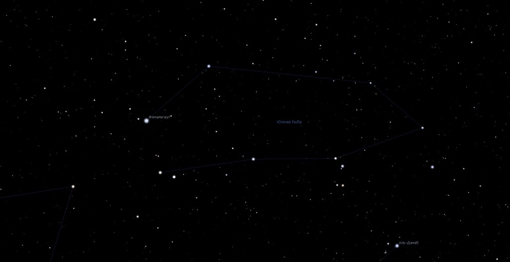 Созвездие Южная Рыба, вид в программу планетарий Stellarium