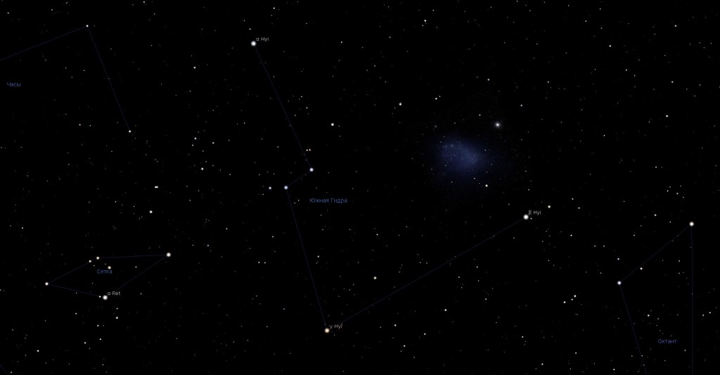 Созвездие Южной Гидры, вид в программу планетарий Stellarium