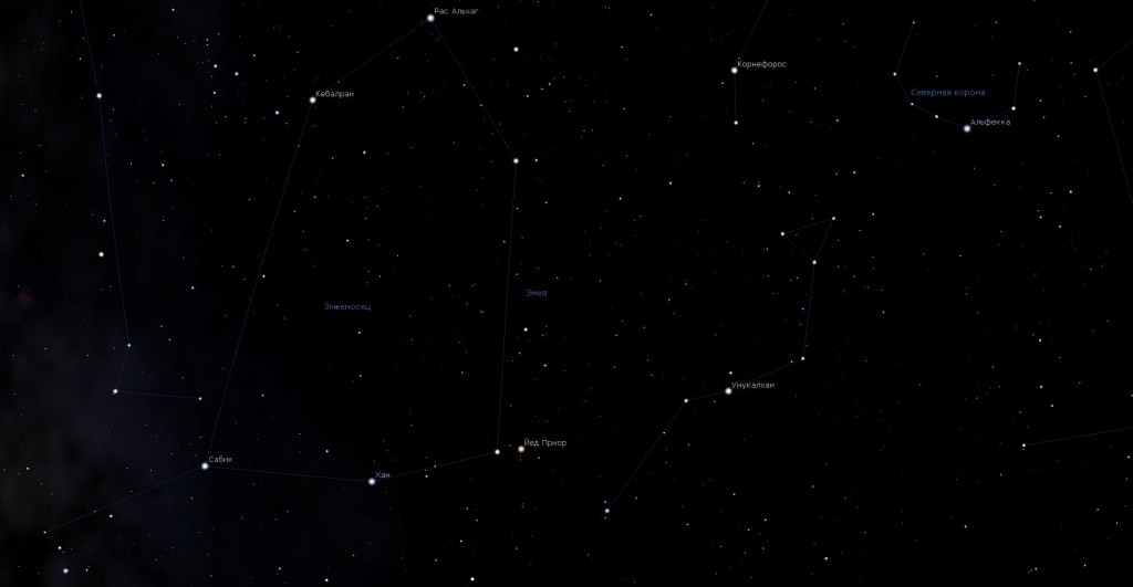 Созвездие Зиея, вид в программу планетарий Stellarium