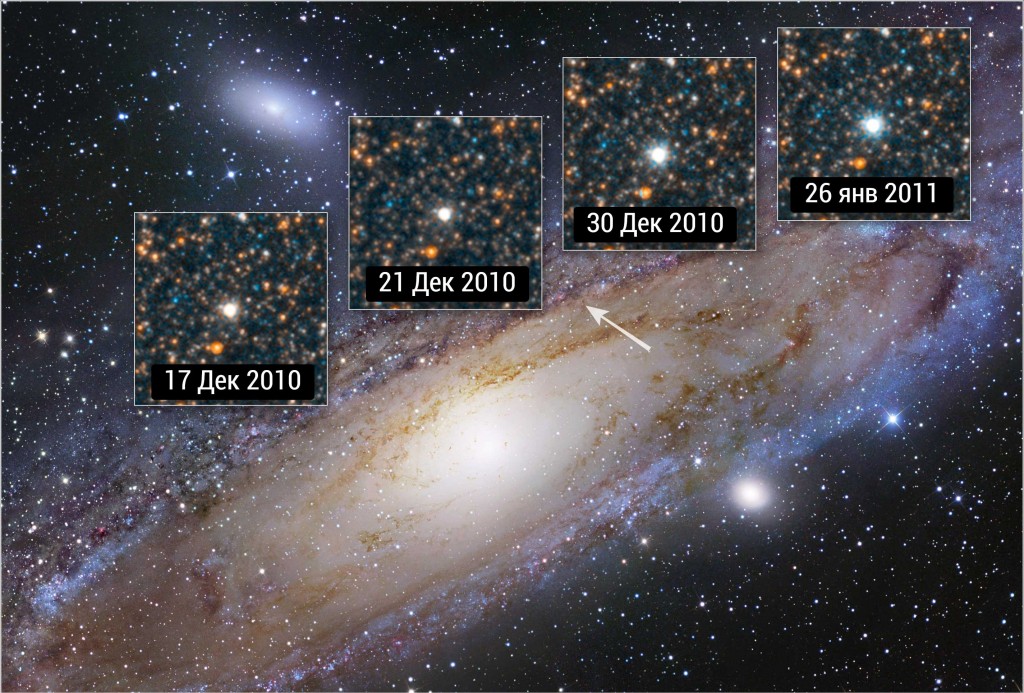 Изменение блеска звезды V1 в галактике M31