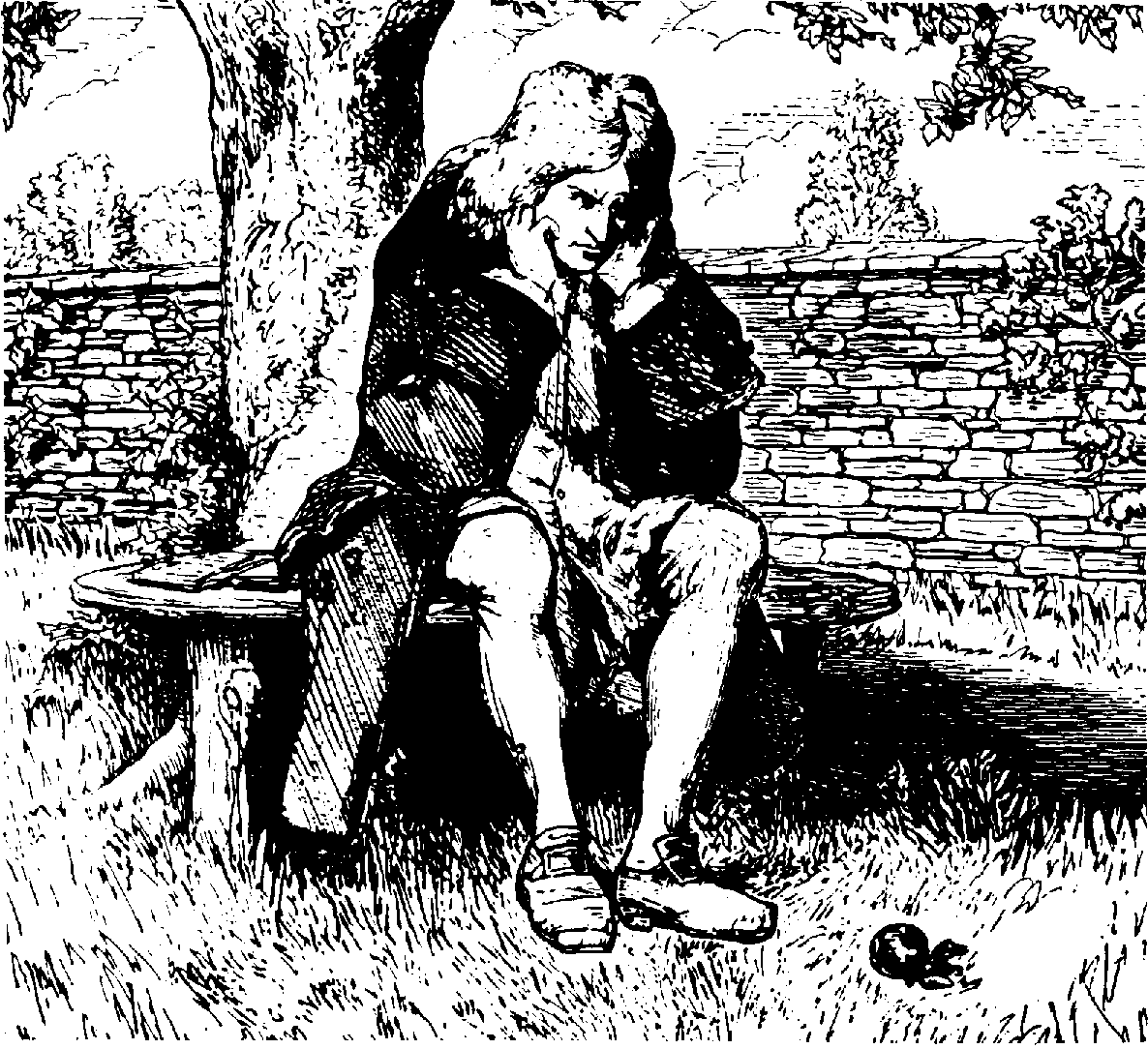 Исаак Ньютон и знаменитое яблоко, на примере которого ученый сформировал закон всемирного тяготения