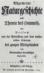 Титульный лист "Всеобщей естественной истории и теории неба". Первое издание, 1755 год. 