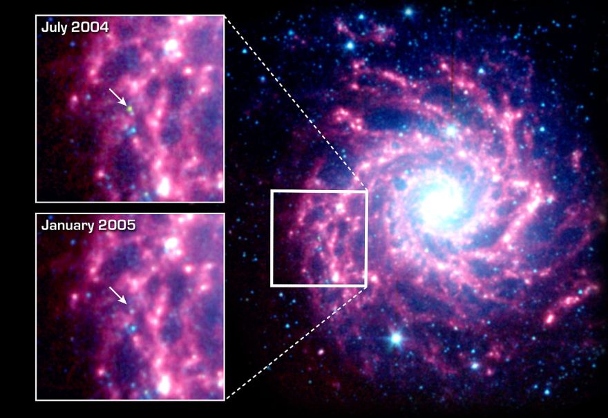 Положение сверхновой SN 2003gd в галактике Мессье 74