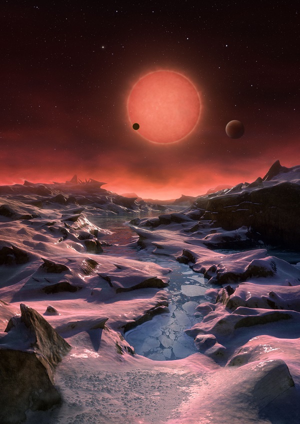 Вид с поверхности планеты TRAPPIST-1 d в представлении художника