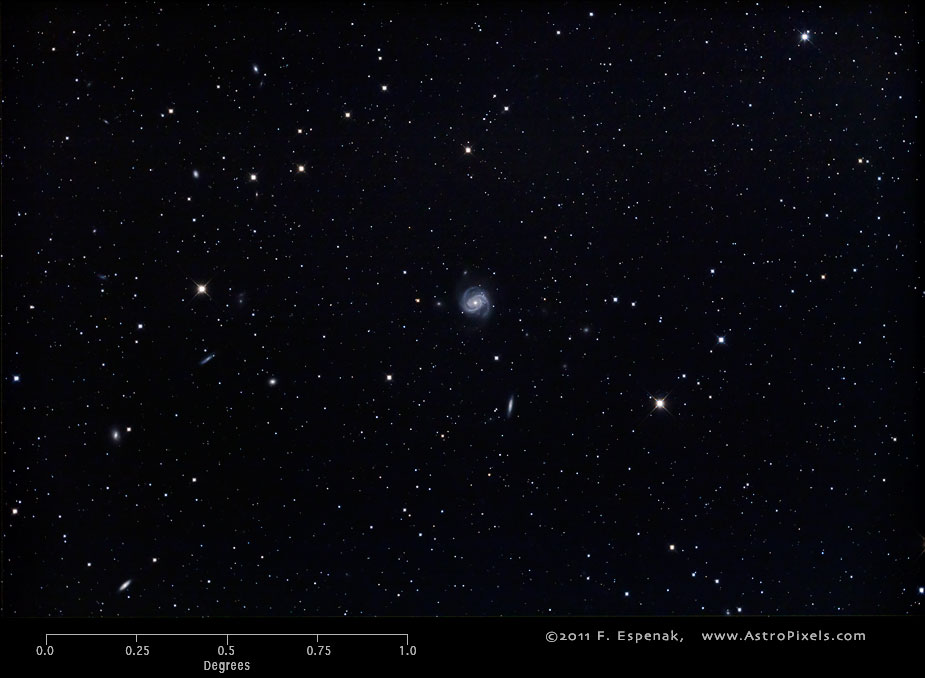 Галактика M100 в масштабах градуса