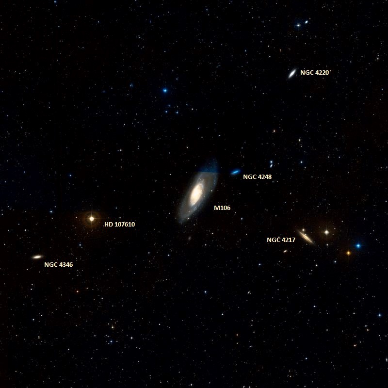 Галактика Мессье 106 и ее соседи