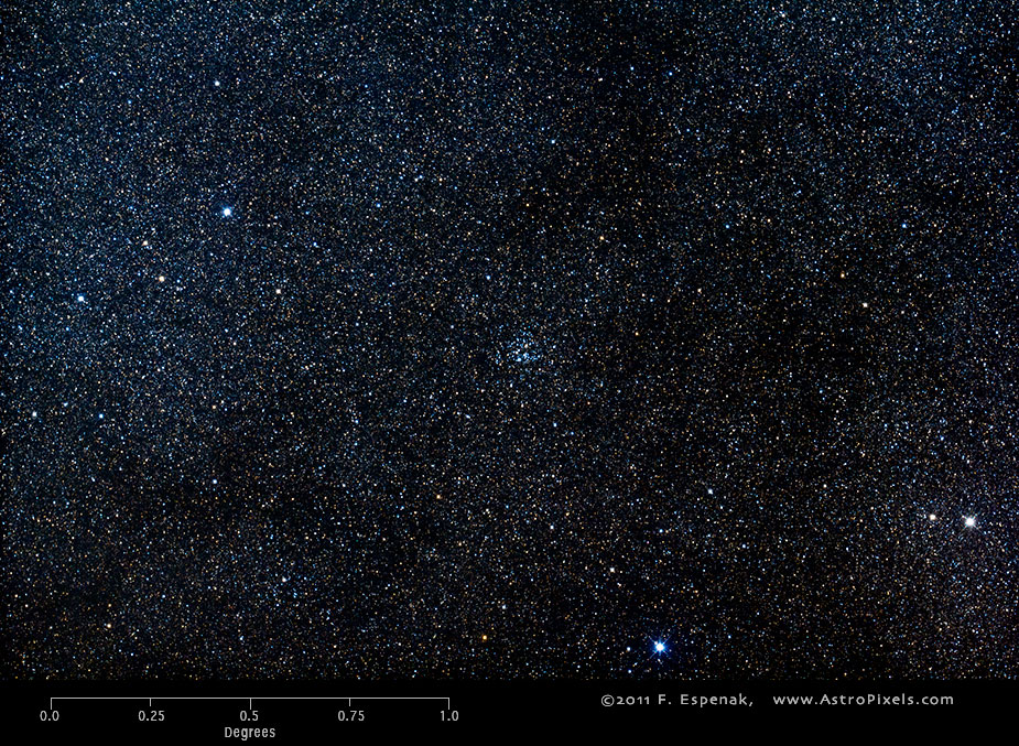 Скопление Мессье 26 в масштабах градуса