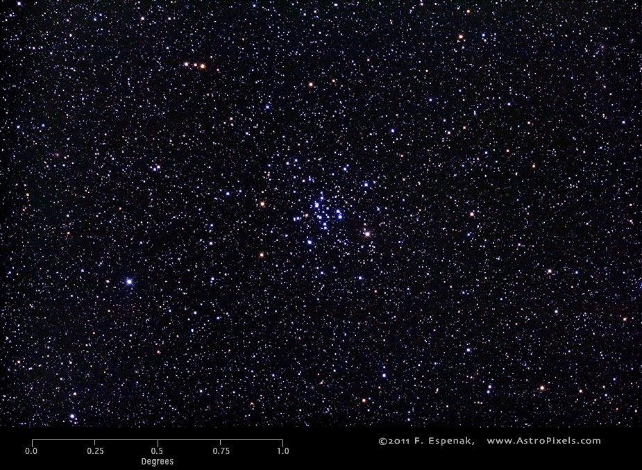 Скопление Мессье 34 в масштабах градуса