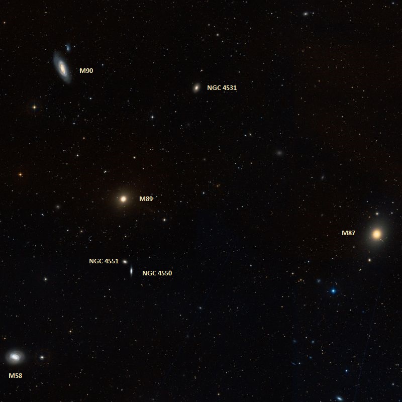 Положение галактики M90 в Скоплении Девы