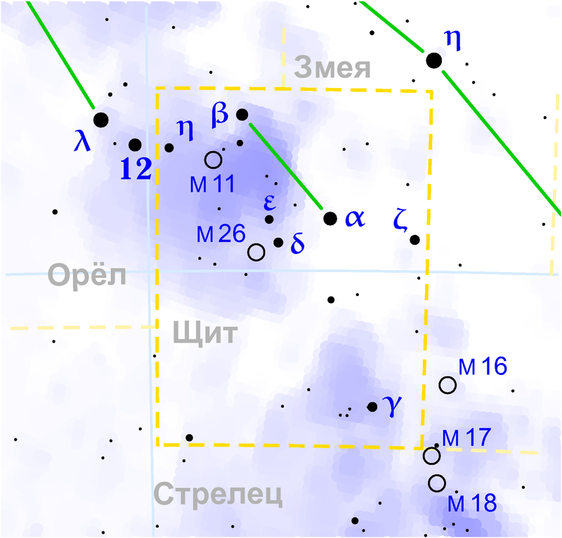 Скопление M26 в созвездии Щит