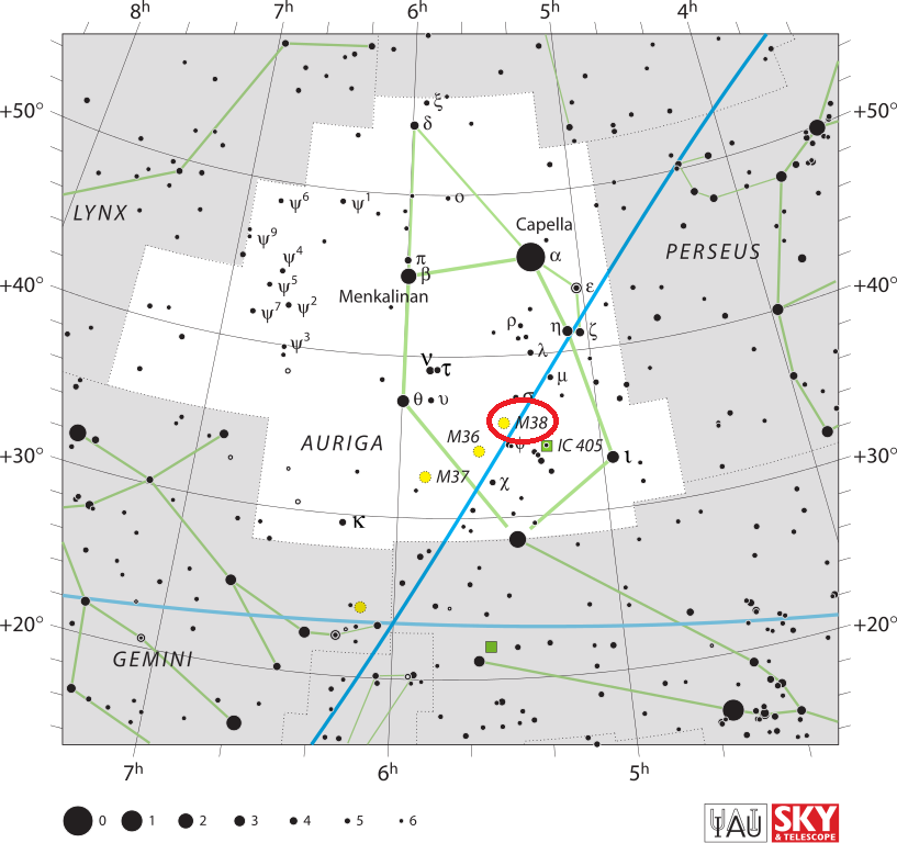 Скопление Мессье 38 в созвездии Возничего
