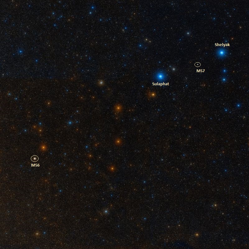 Туманность Кольцо M57 и ближайшие объекты