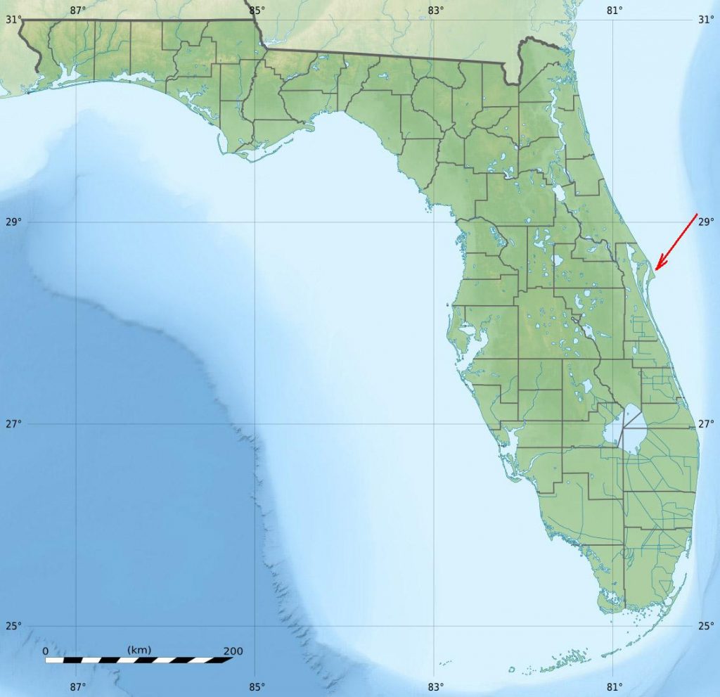 Космодром на географической карте штата Флорида