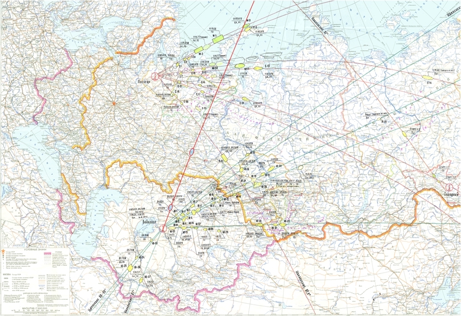 Карты расположения полей падения при запуске с Плесецка
