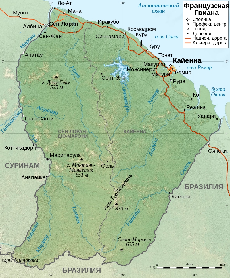 Карта французской Гвианы