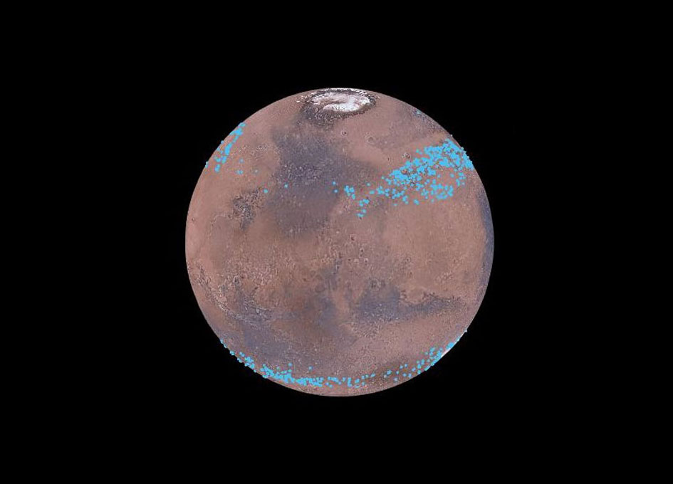 По оценкам исследователей в 2015 году общий объем подземных ледников на Марсе вне полярных кратеров составляет около 150 кубических километров. Этого количества достаточно, чтобы покрыть всю поверхность Марса слоем толщиной в 1.1 метр.