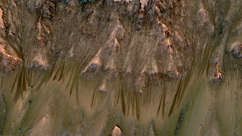 В последующем особый интерес в области проблемы поиска жидкой воды на Марсе представило изучение сезонных темных полос