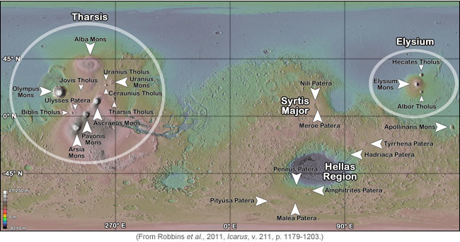 На Марсе обнаружены и другие вулканы
